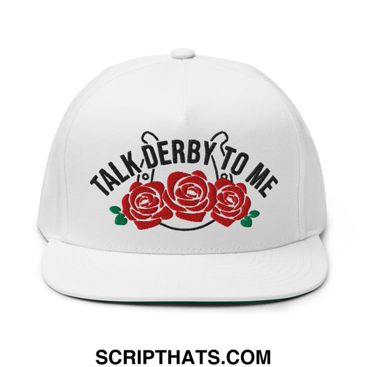 Talk Derby to Me Embroidered Flat Brim Bill 5 Panel Snapback Hat Default Title