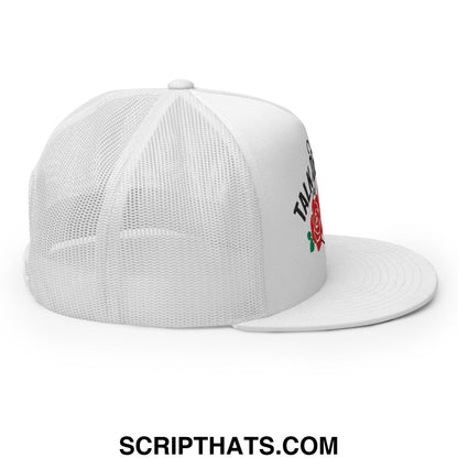 Talk Derby to Me Embroidered Flat Brim Bill Mesh Trucker Hat White