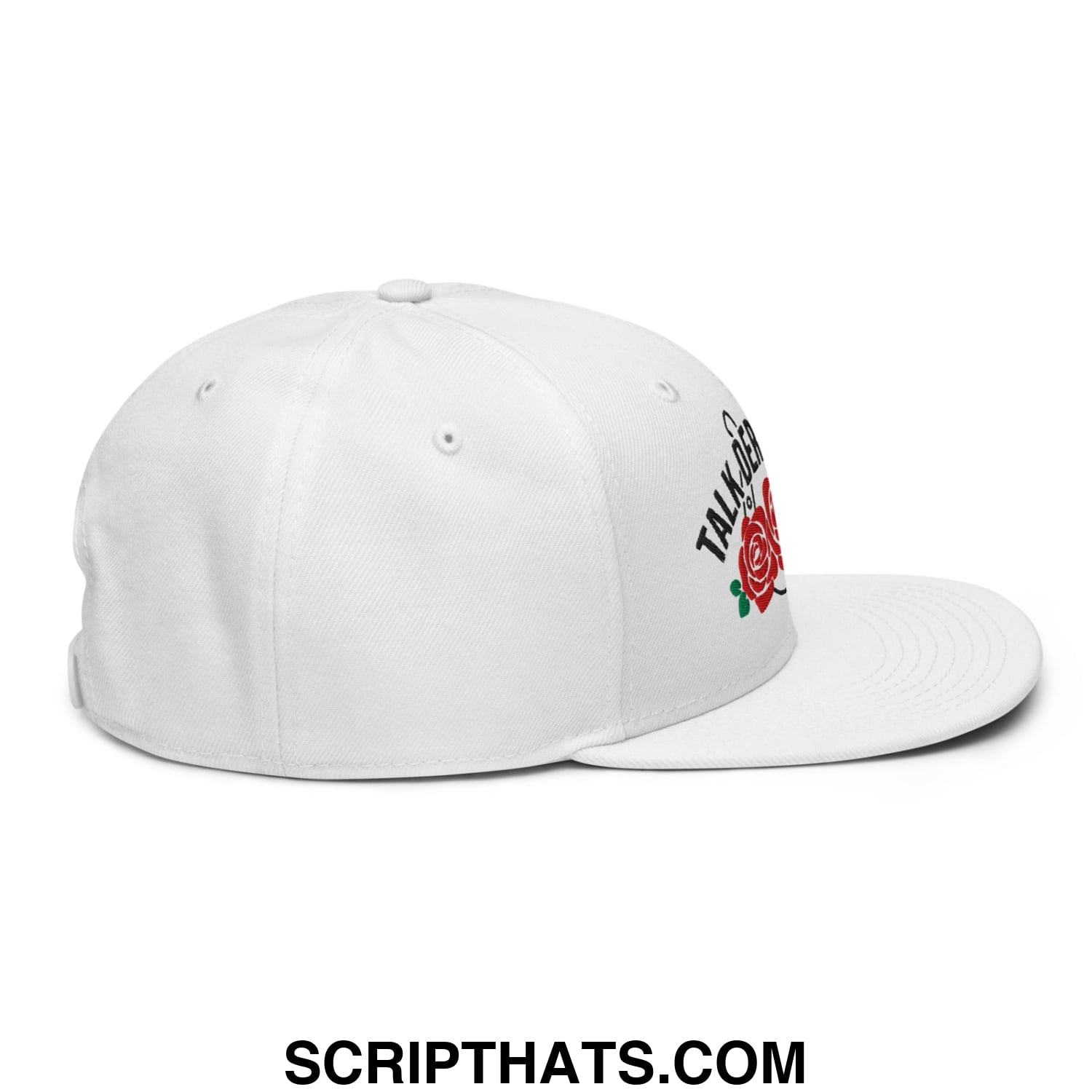 Talk Derby to Me Embroidered Flat Brim Bill Snapback Hat White