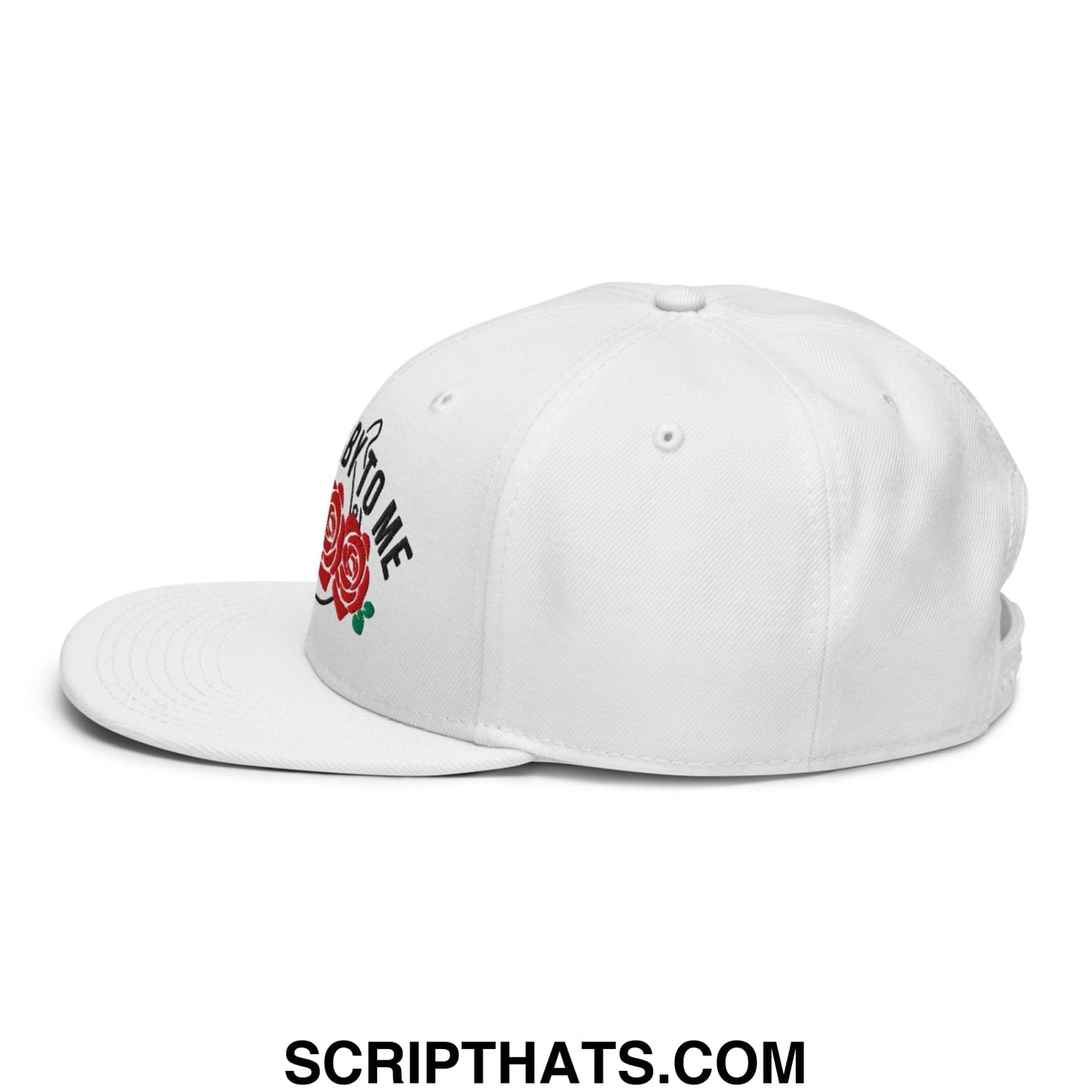 Talk Derby to Me Embroidered Flat Brim Bill Snapback Hat White