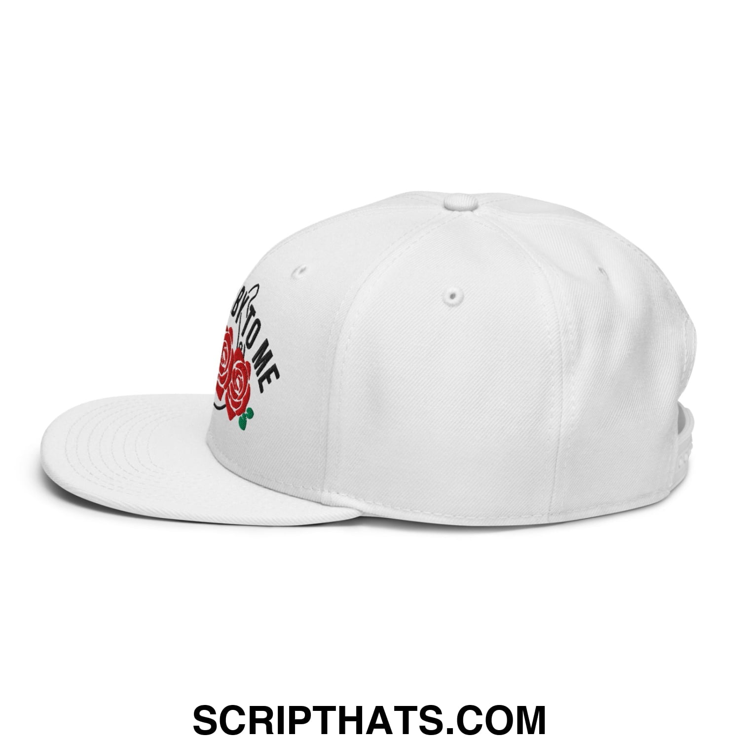 Talk Derby to Me Embroidered Flat Brim Bill Snapback Hat White