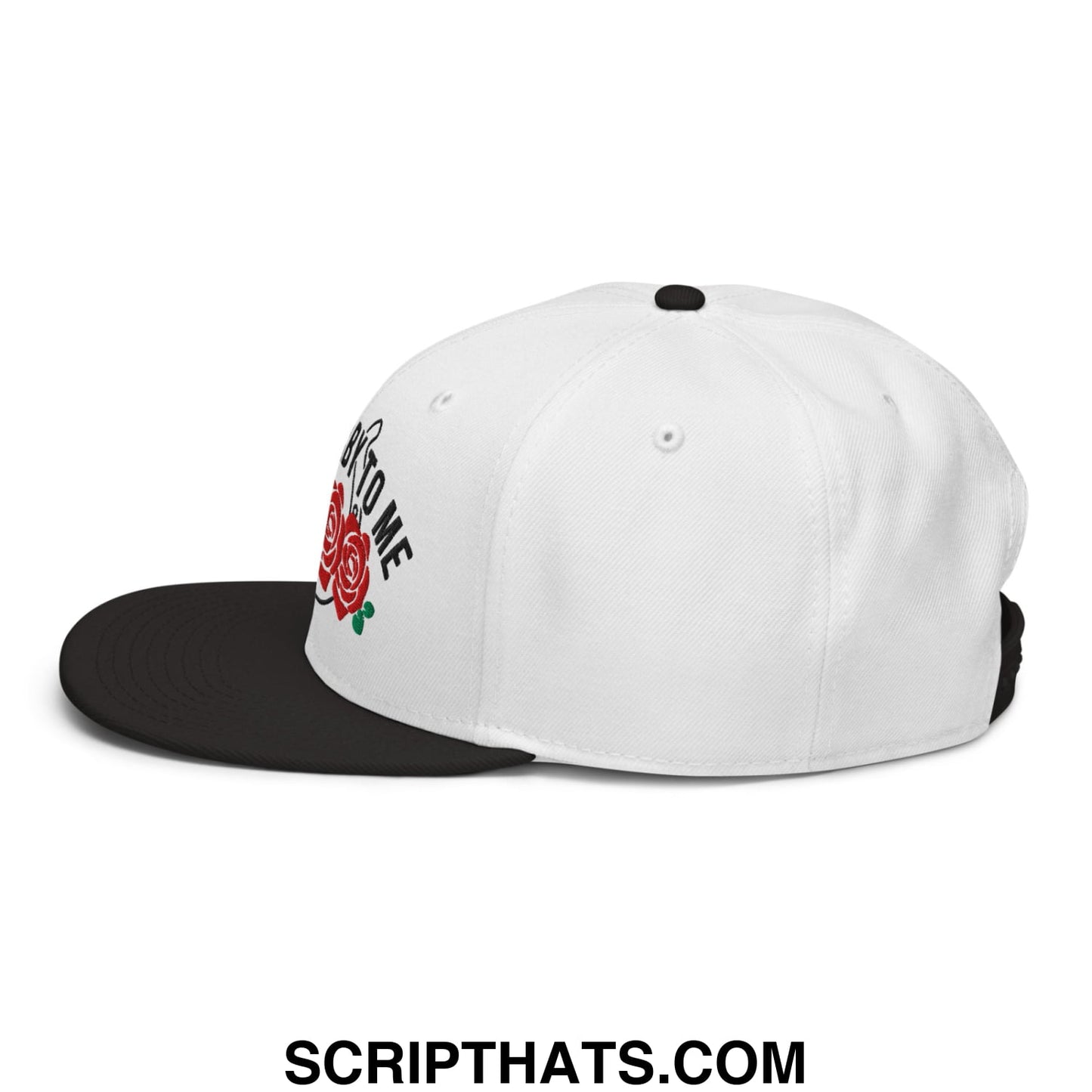 Talk Derby to Me Embroidered Flat Brim Bill Snapback Hat Black White White