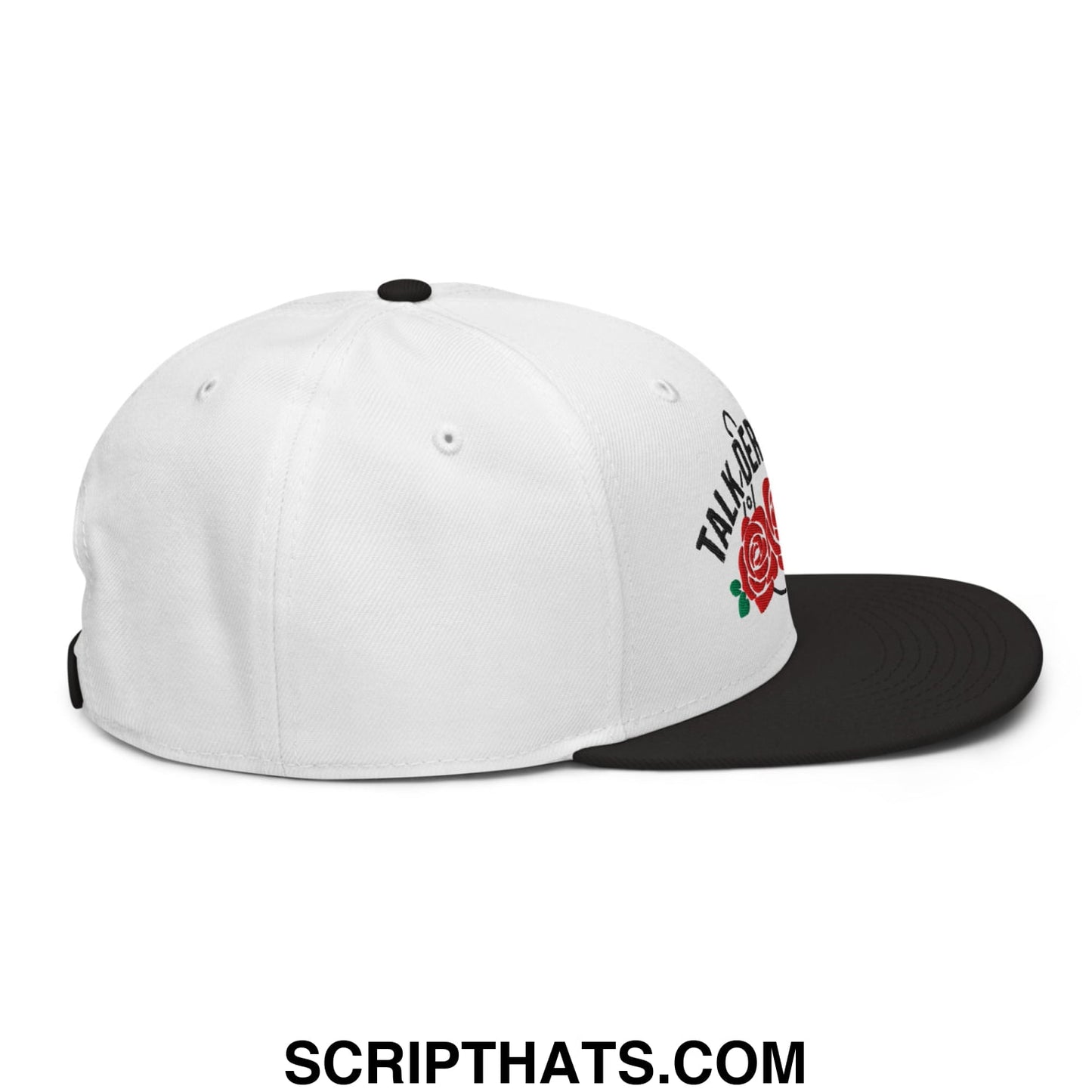 Talk Derby to Me Embroidered Flat Brim Bill Snapback Hat Black White White