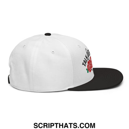 Talk Derby to Me Embroidered Flat Brim Bill Snapback Hat Black White White