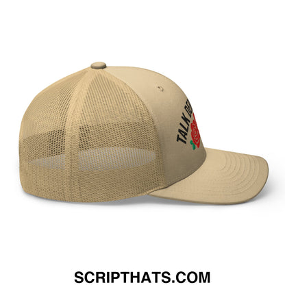 Talk Derby to Me Embroidered Mesh Trucker Hat Khaki
