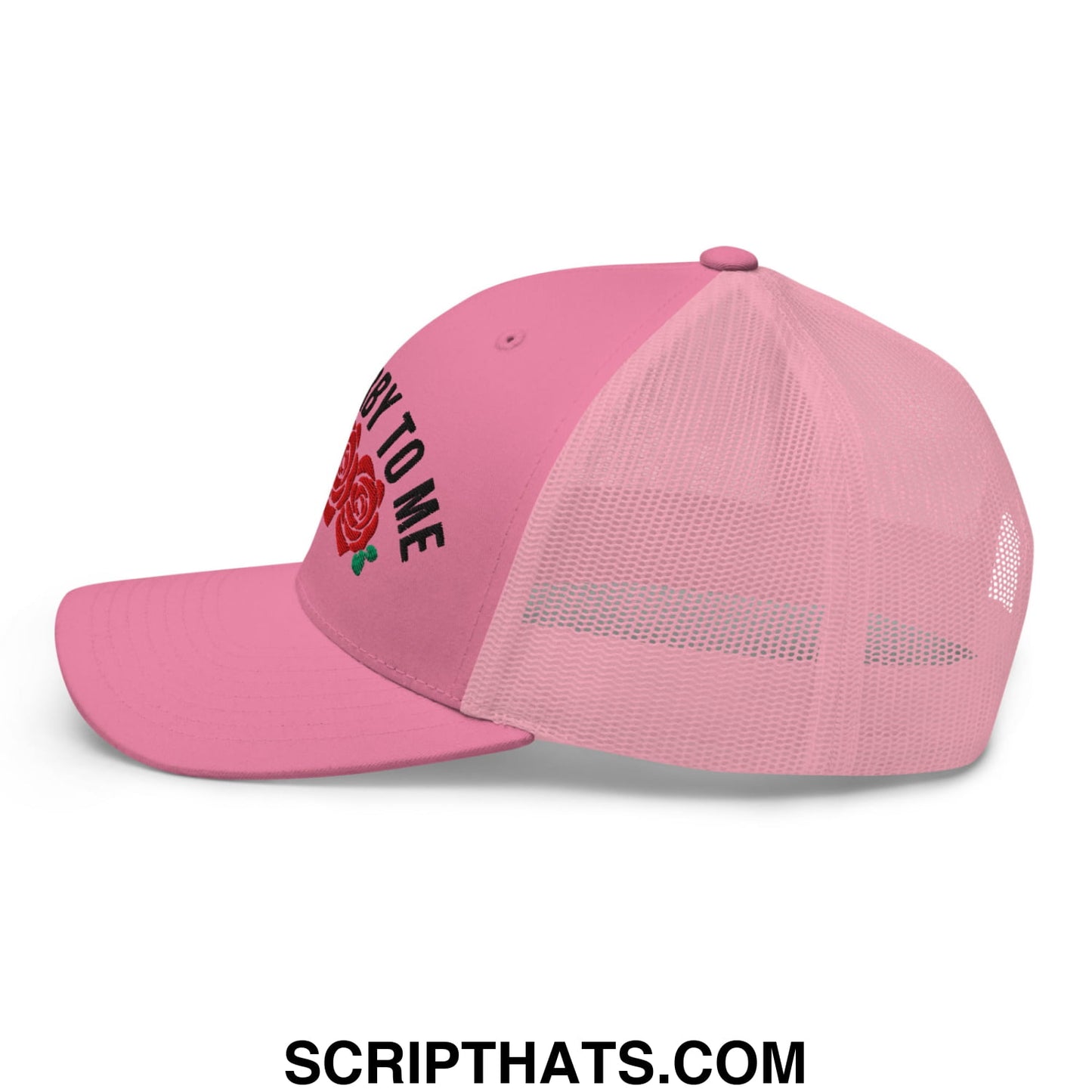 Talk Derby to Me Embroidered Mesh Trucker Hat Pink