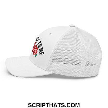 Talk Derby to Me Embroidered Mesh Trucker Hat White