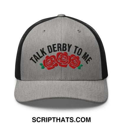 Talk Derby to Me Embroidered Mesh Trucker Hat Heather Black