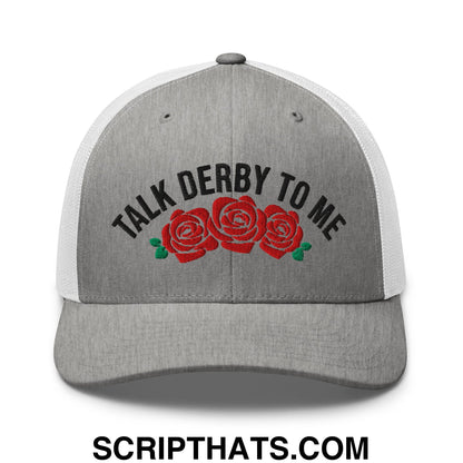 Talk Derby to Me Embroidered Mesh Trucker Hat Heather Grey White