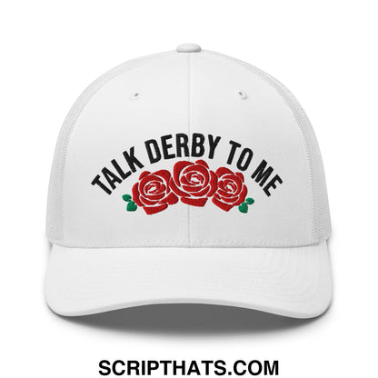 Talk Derby to Me Embroidered Mesh Trucker Hat White