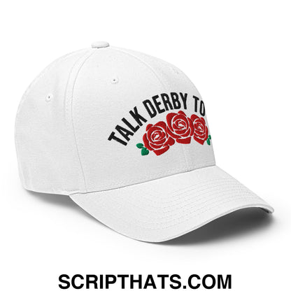 Talk Derby to Me Embroidered Stretch Fit Golf Hat White