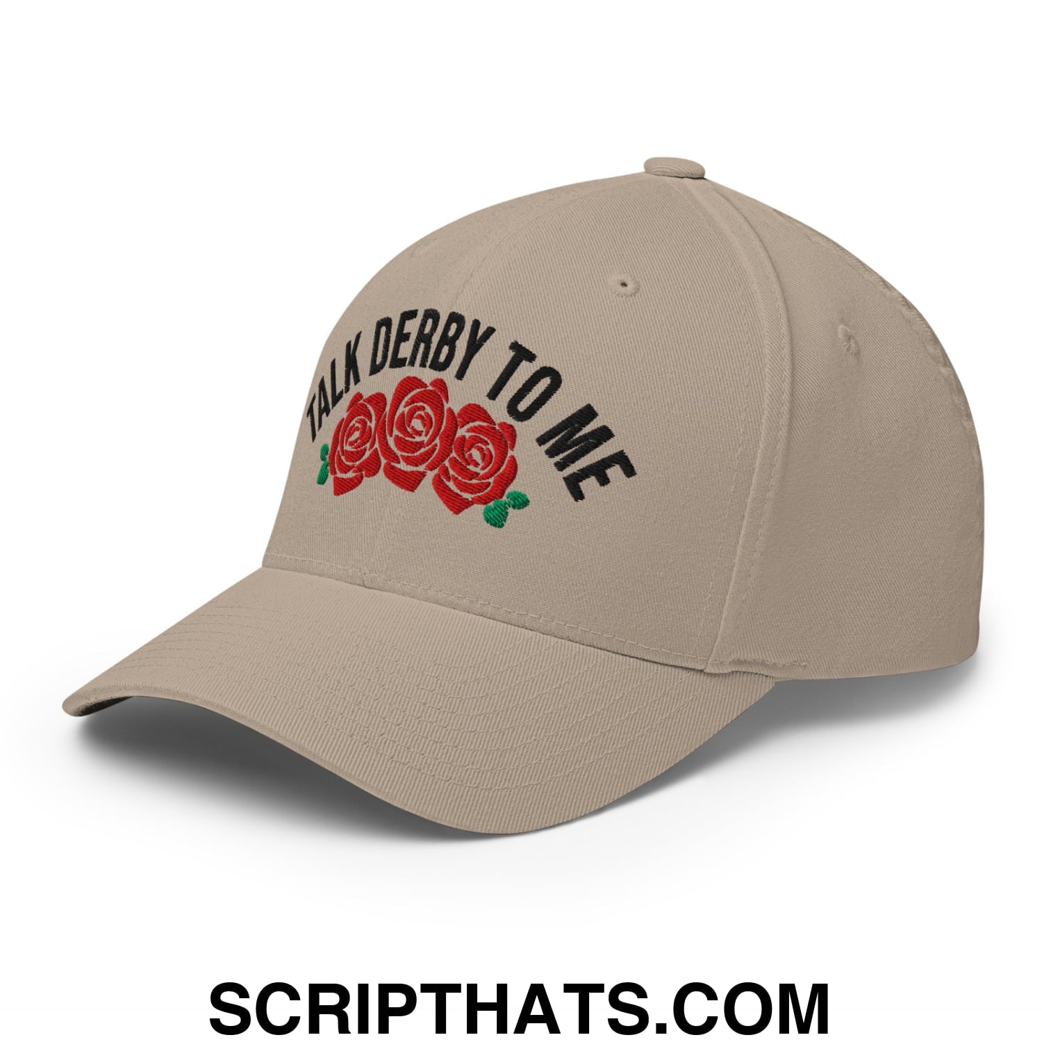 Talk Derby to Me Embroidered Stretch Fit Golf Hat Khaki