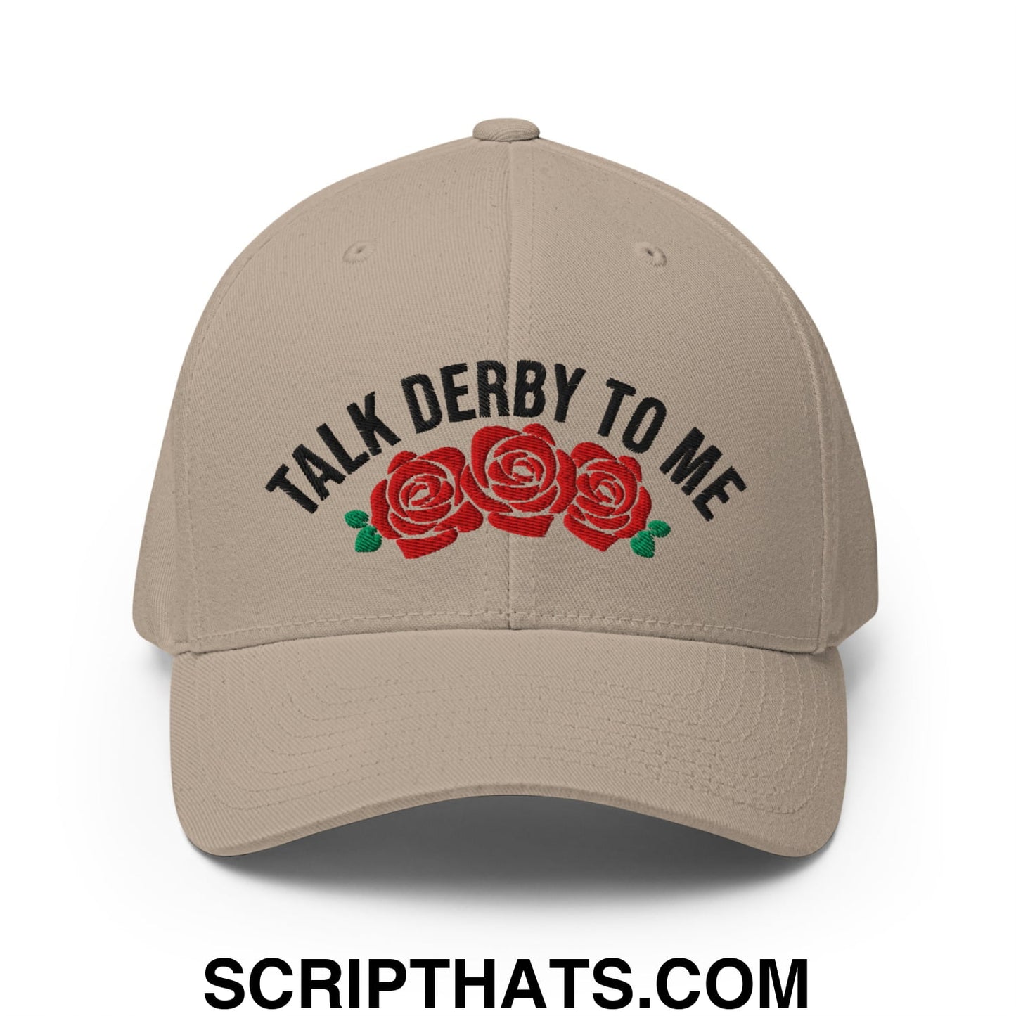 Talk Derby to Me Embroidered Stretch Fit Golf Hat Khaki