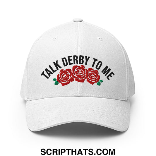 Talk Derby to Me Embroidered Stretch Fit Golf Hat White