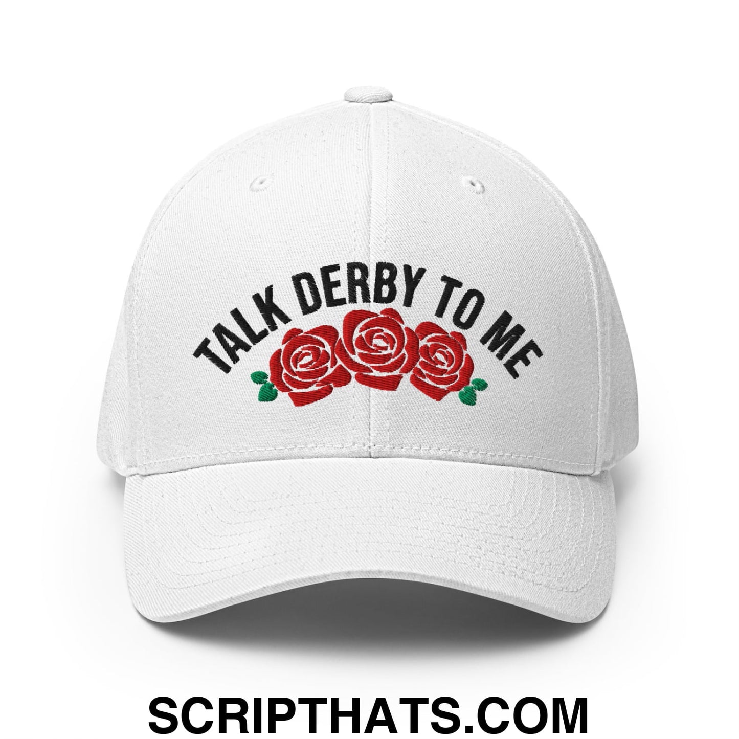 Talk Derby to Me Embroidered Stretch Fit Golf Hat White