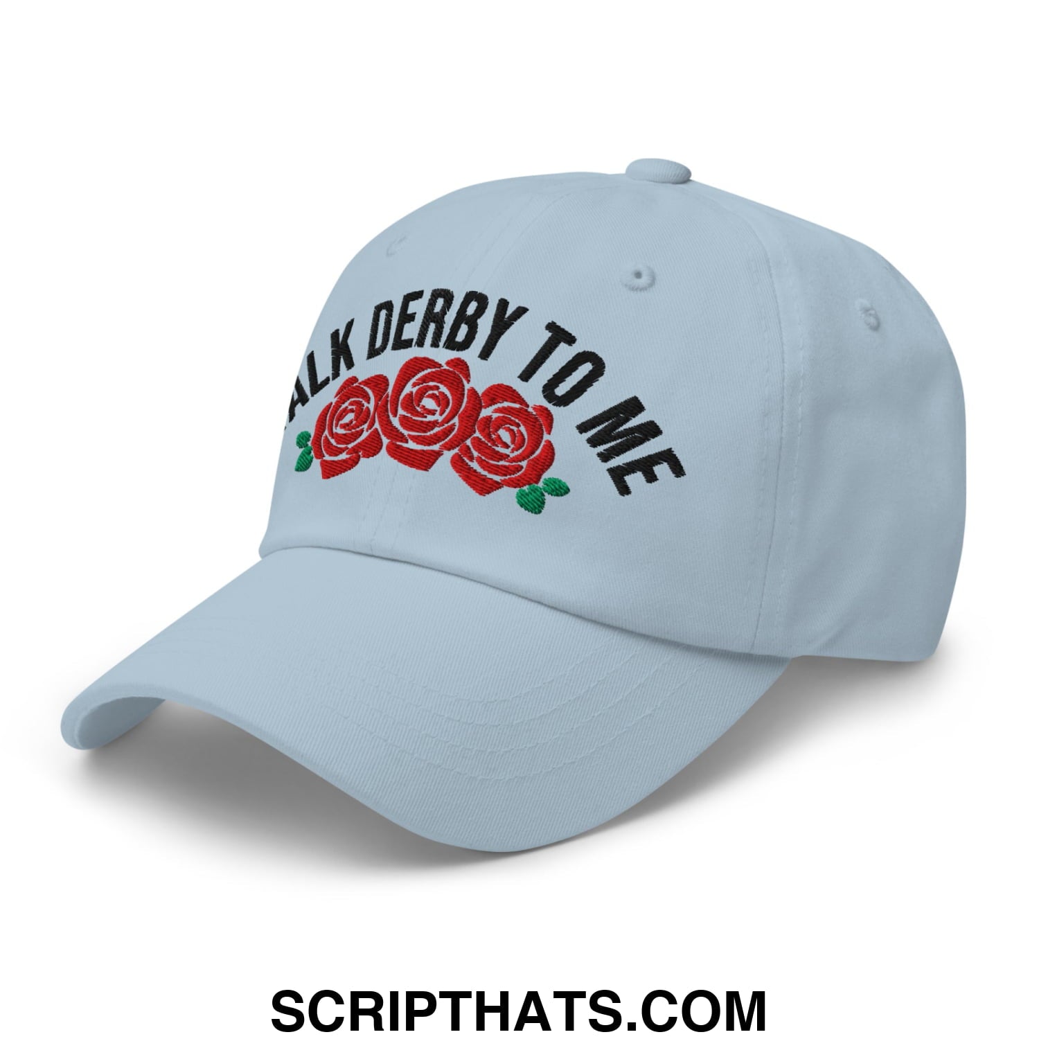 Talk Derby to Me Embroidered Unstructured Dad Hat Light Blue