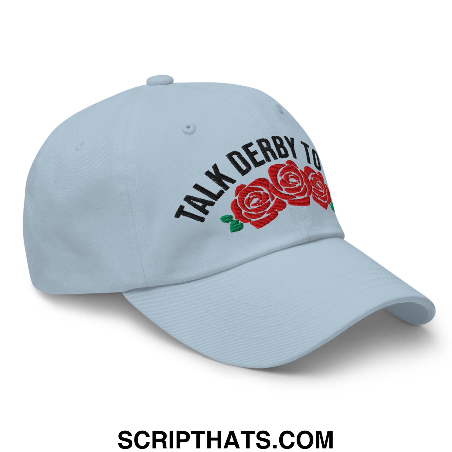 Talk Derby to Me Embroidered Unstructured Dad Hat Light Blue