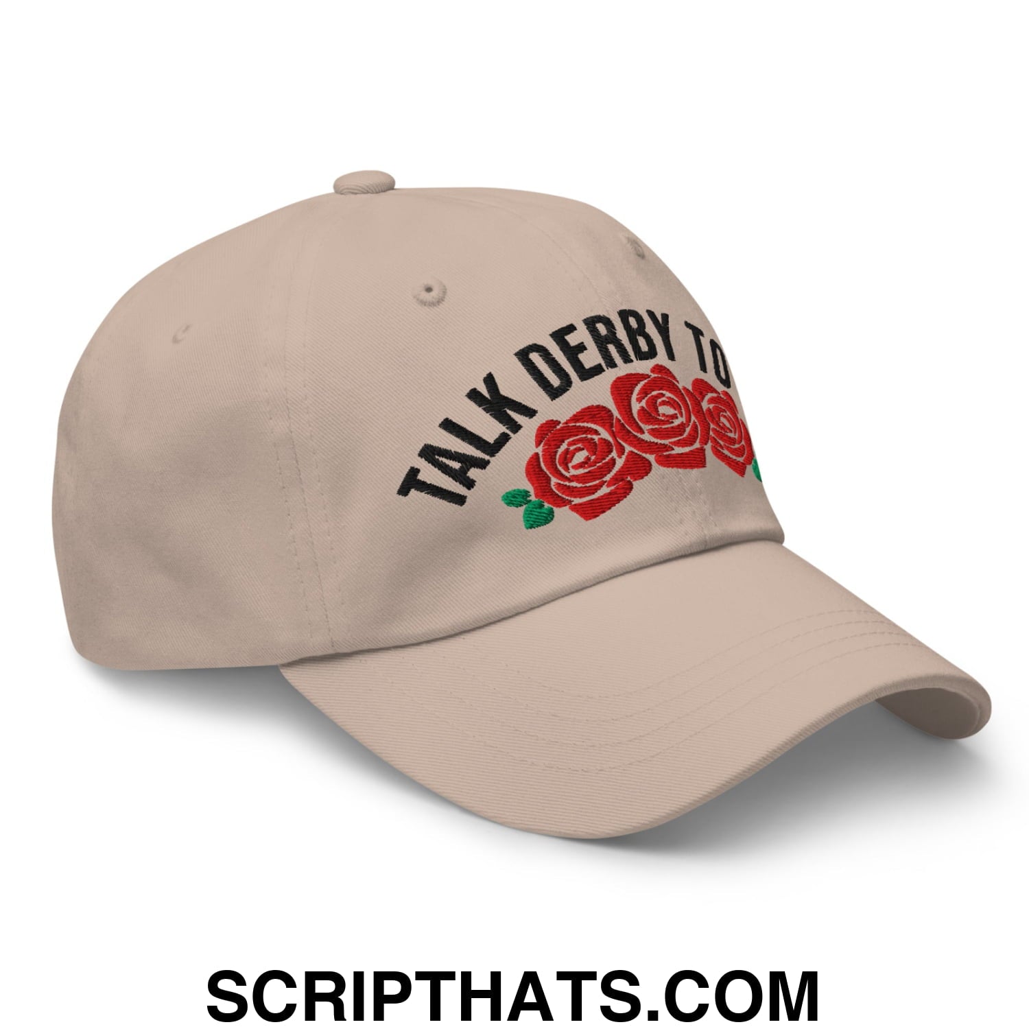 Talk Derby to Me Embroidered Unstructured Dad Hat Stone