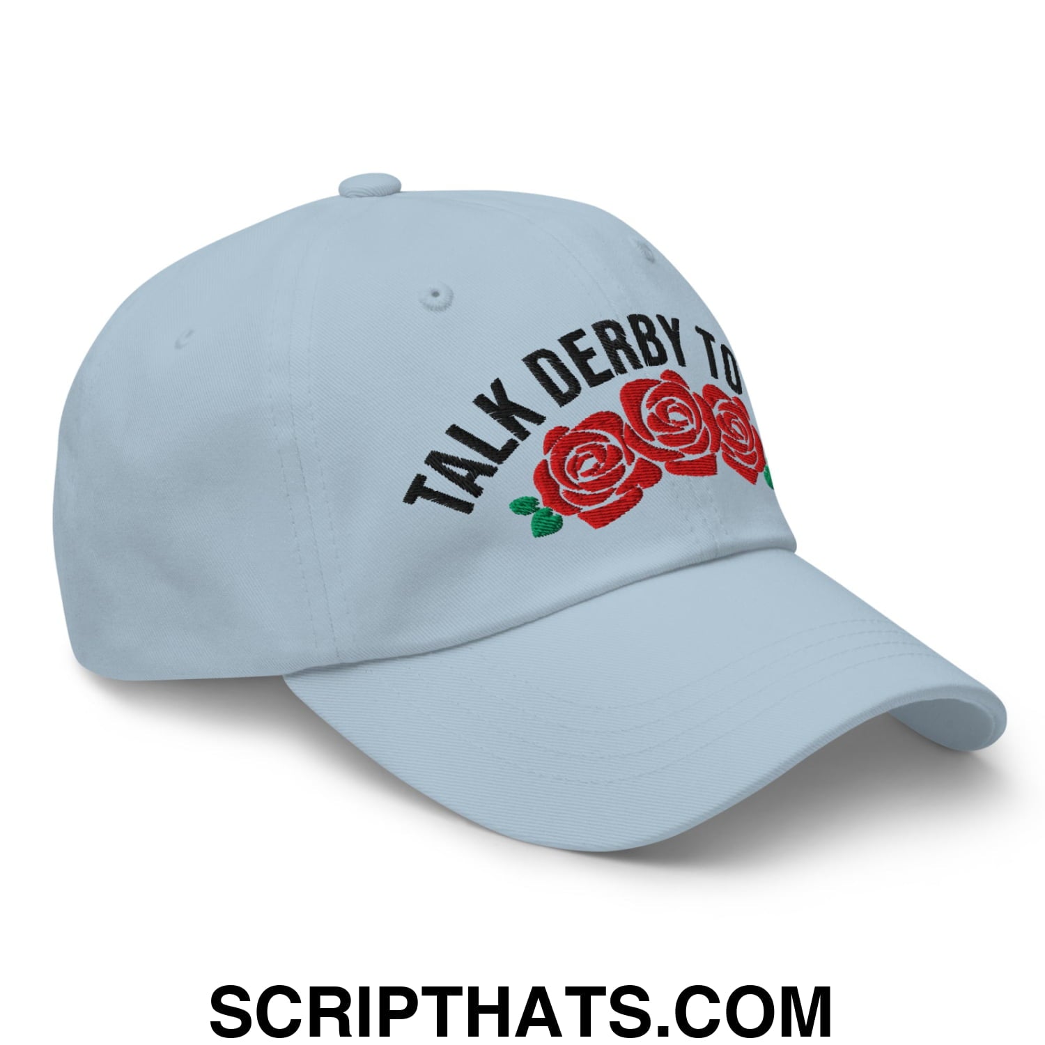 Talk Derby to Me Embroidered Unstructured Dad Hat Light Blue