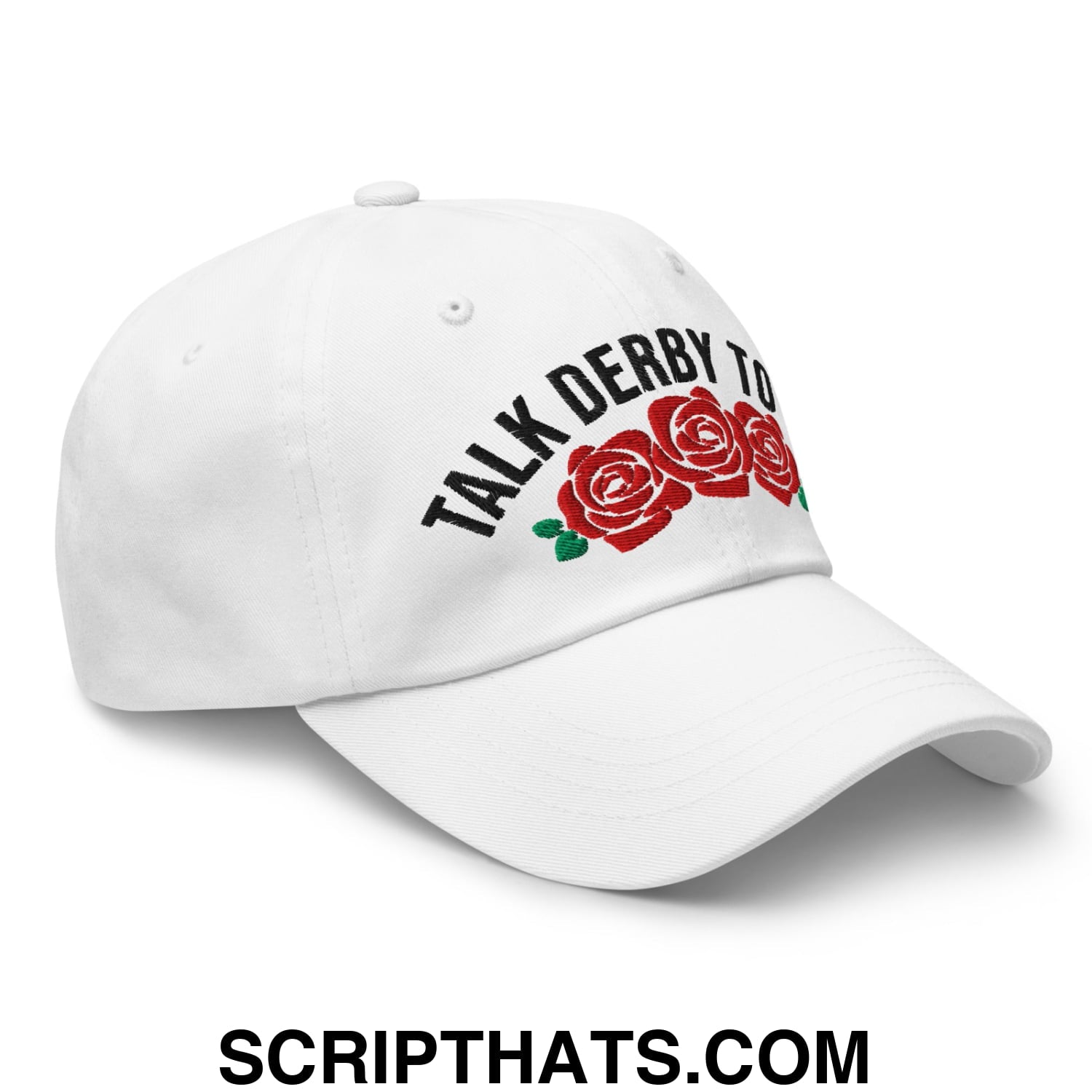 Talk Derby to Me Embroidered Unstructured Dad Hat White