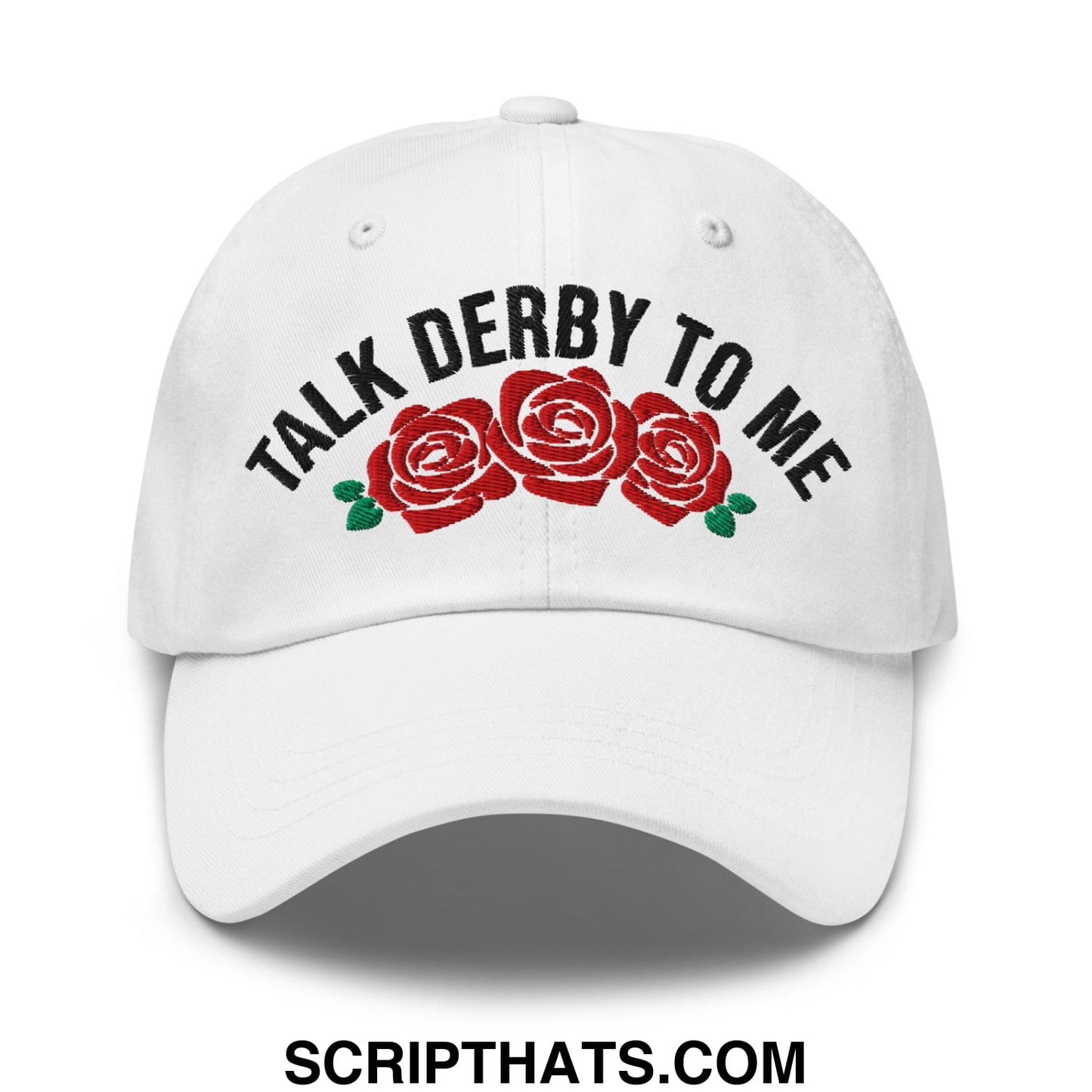 Talk Derby to Me Embroidered Unstructured Dad Hat White