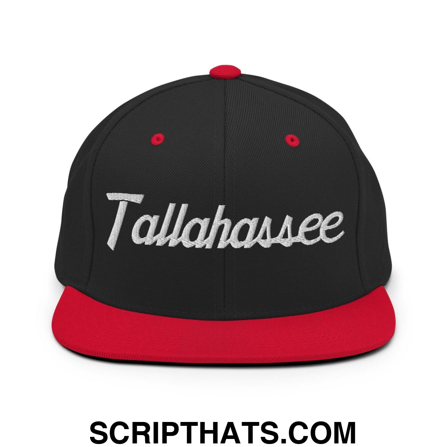 Tallahassee Script Snapback Hat Black Red