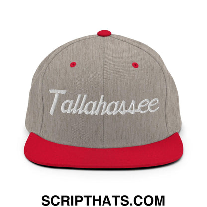 Tallahassee Script Snapback Hat Heather Grey Red