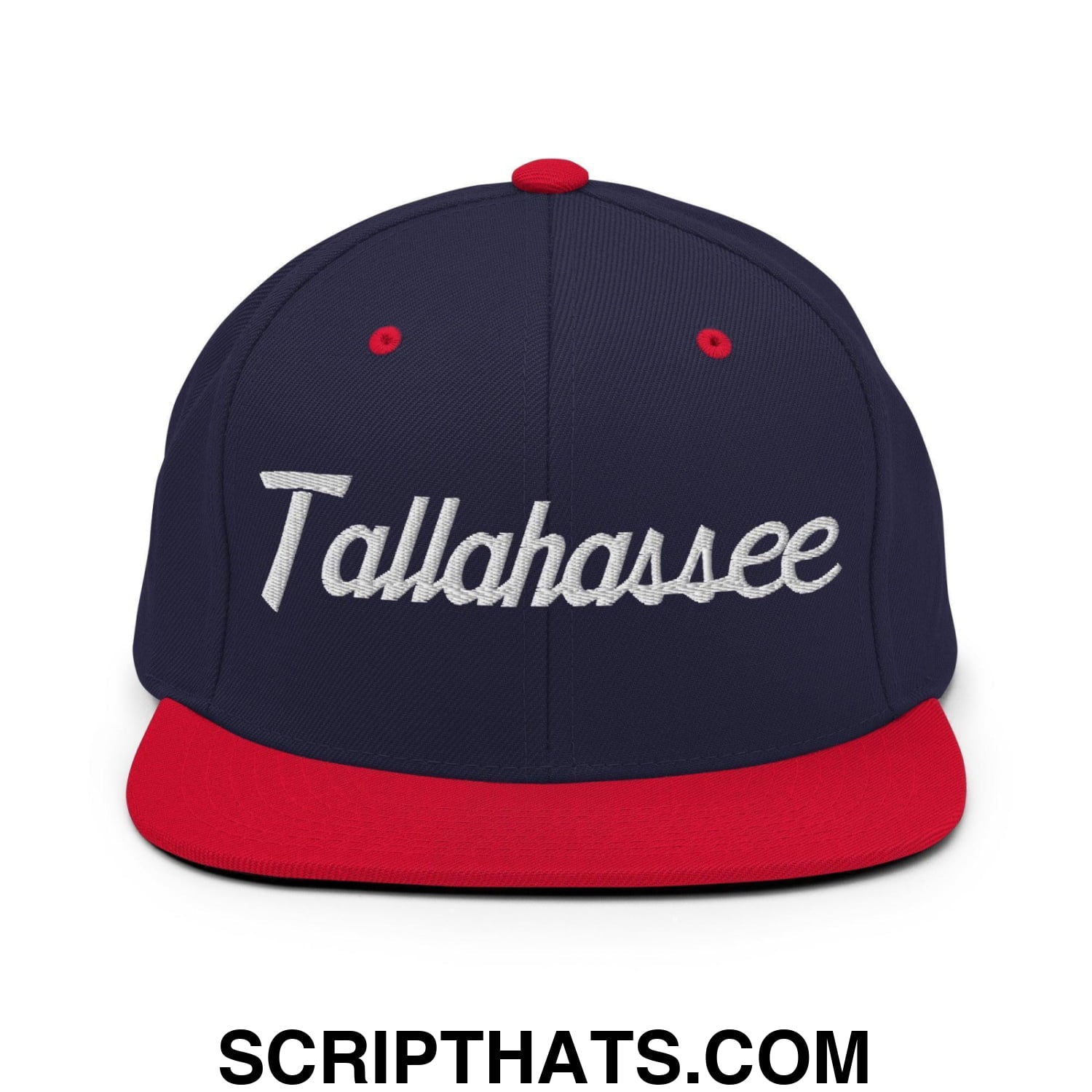 Tallahassee Script Snapback Hat Navy Red
