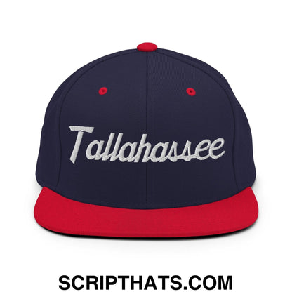 Tallahassee Script Snapback Hat Navy Red