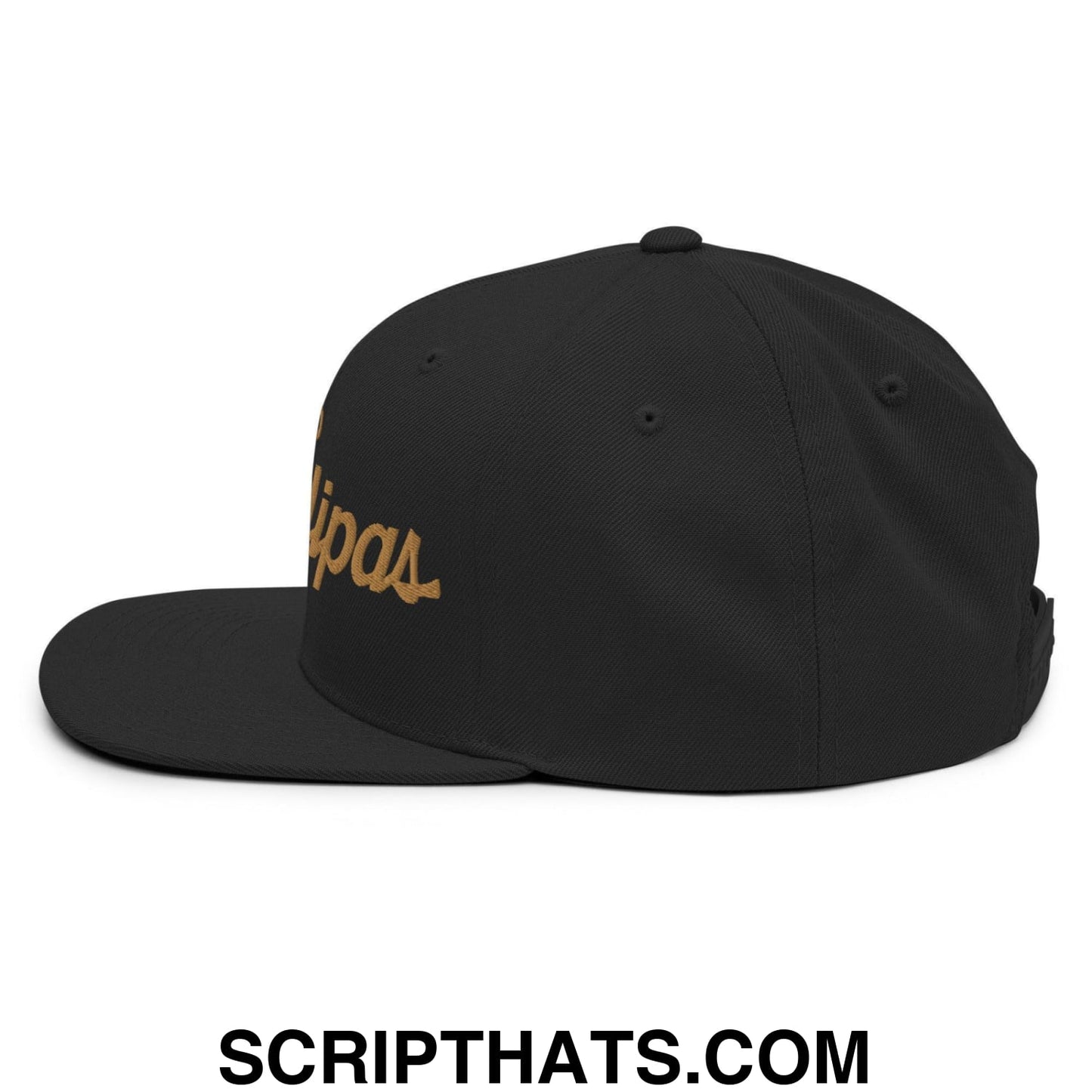 Tamaulipas Mexico Gold Vintage Sports Script Snapback Hat Black