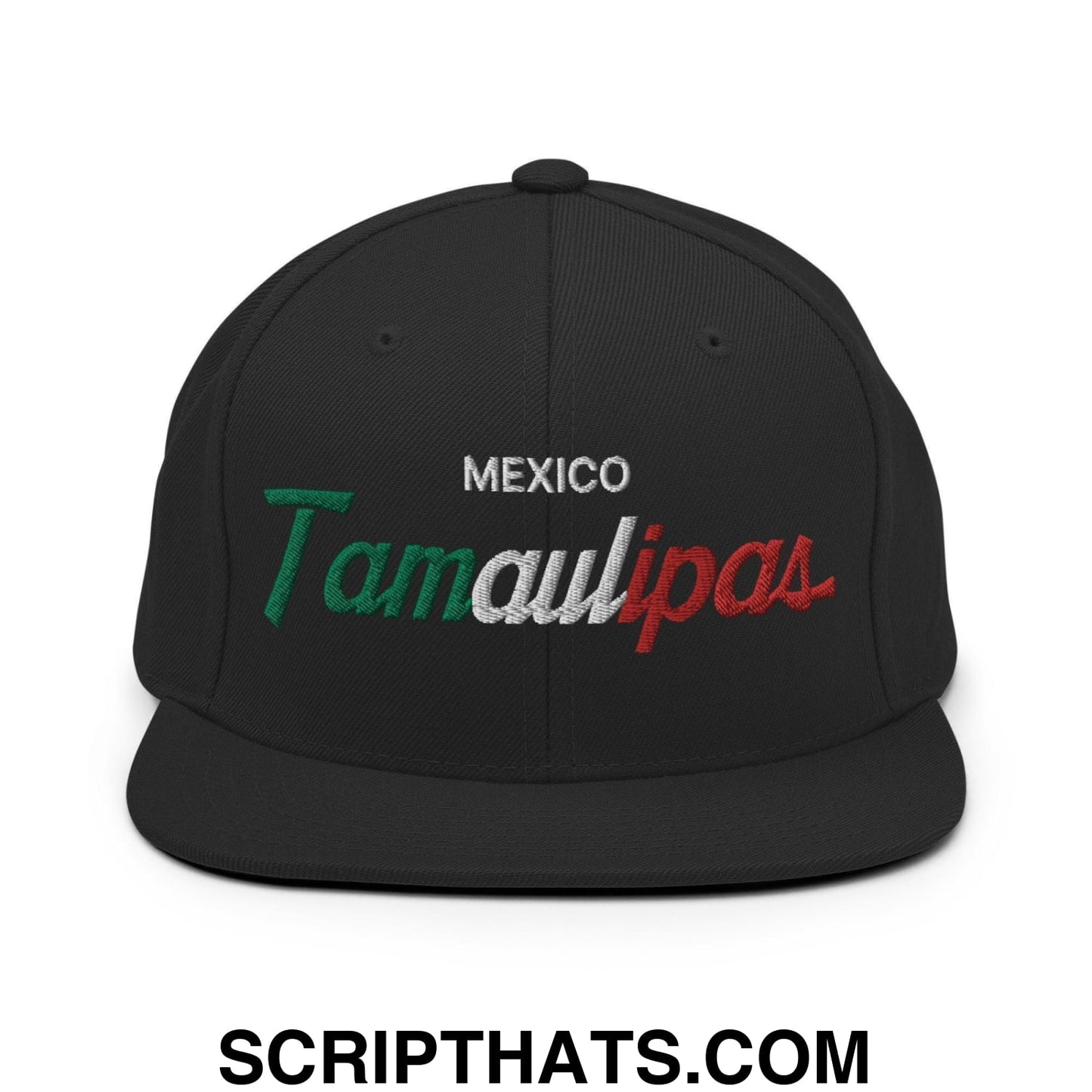 Tamaulipas Mexico Vintage Sports Script Snapback Hat Black