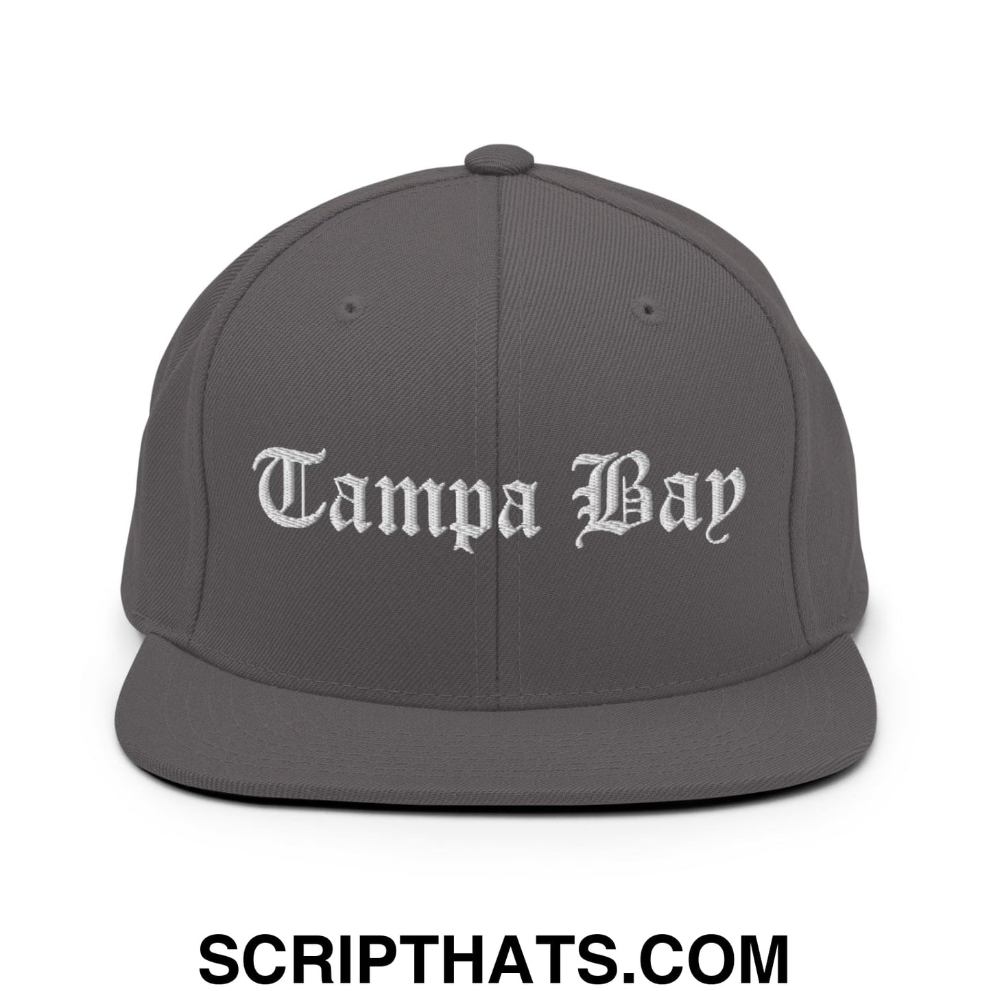 Tampa Bay Old English Embroidered Flat Bill Brim Snapback Hat Dark Grey