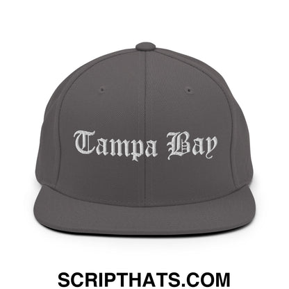 Tampa Bay Old English Embroidered Flat Bill Brim Snapback Hat Dark Grey