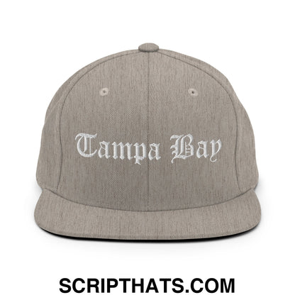 Tampa Bay Old English Embroidered Flat Bill Brim Snapback Hat Heather Grey