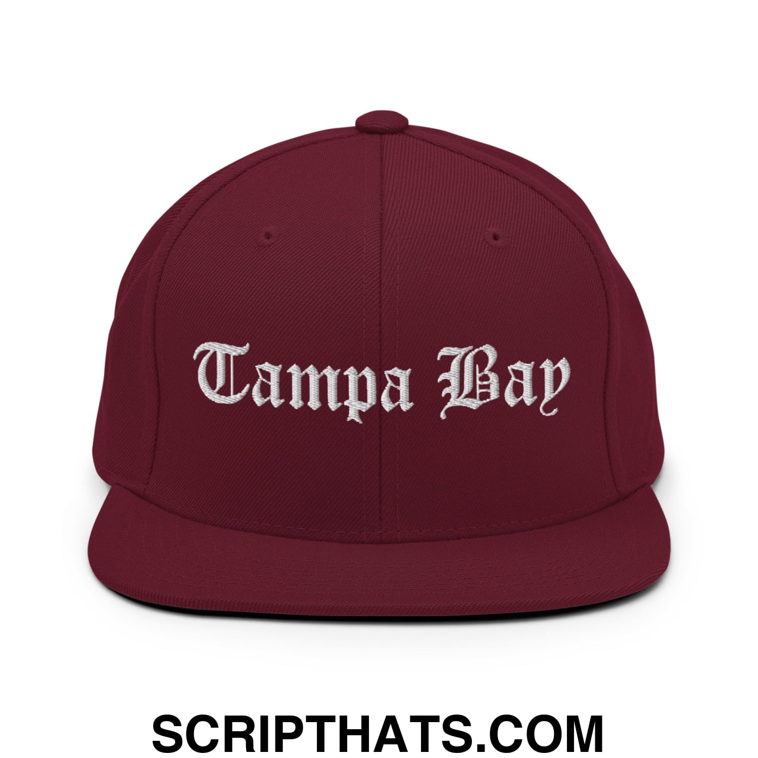 Tampa Bay Old English Embroidered Flat Bill Brim Snapback Hat Maroon