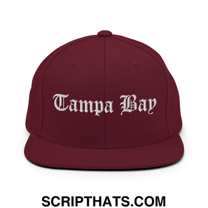 Tampa Bay Old English Embroidered Flat Bill Brim Snapback Hat Maroon