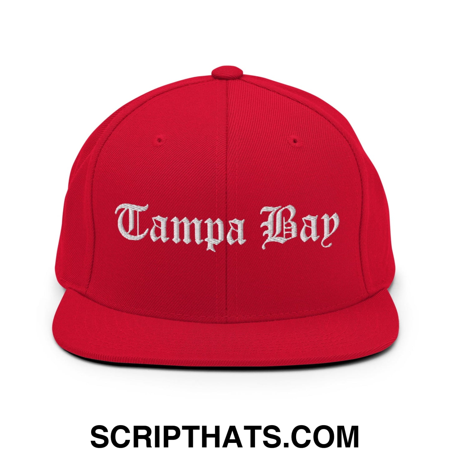 Tampa Bay Old English Embroidered Flat Bill Brim Snapback Hat Red