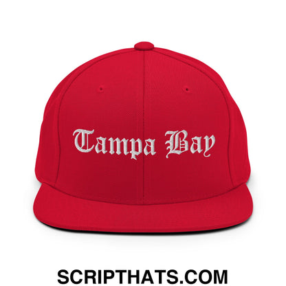 Tampa Bay Old English Embroidered Flat Bill Brim Snapback Hat Red