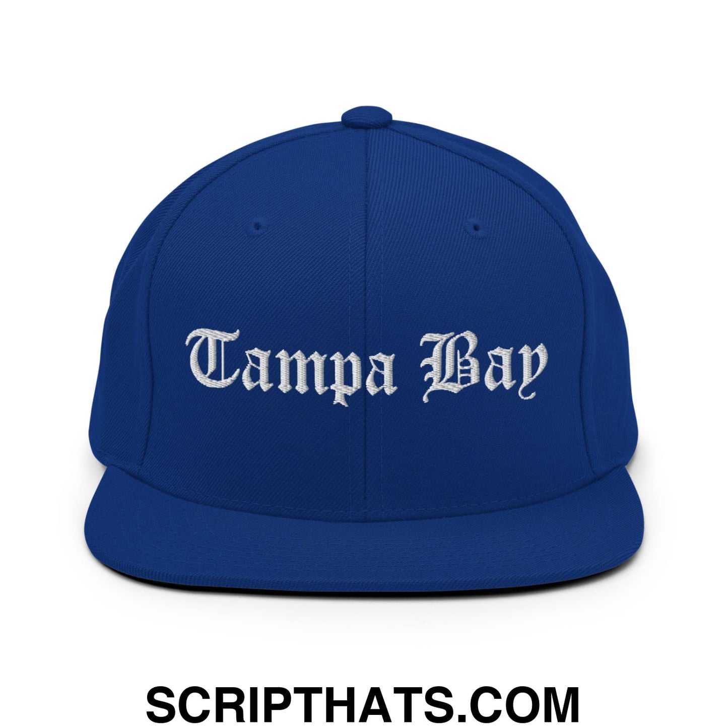Tampa Bay Old English Embroidered Flat Bill Brim Snapback Hat Royal Blue