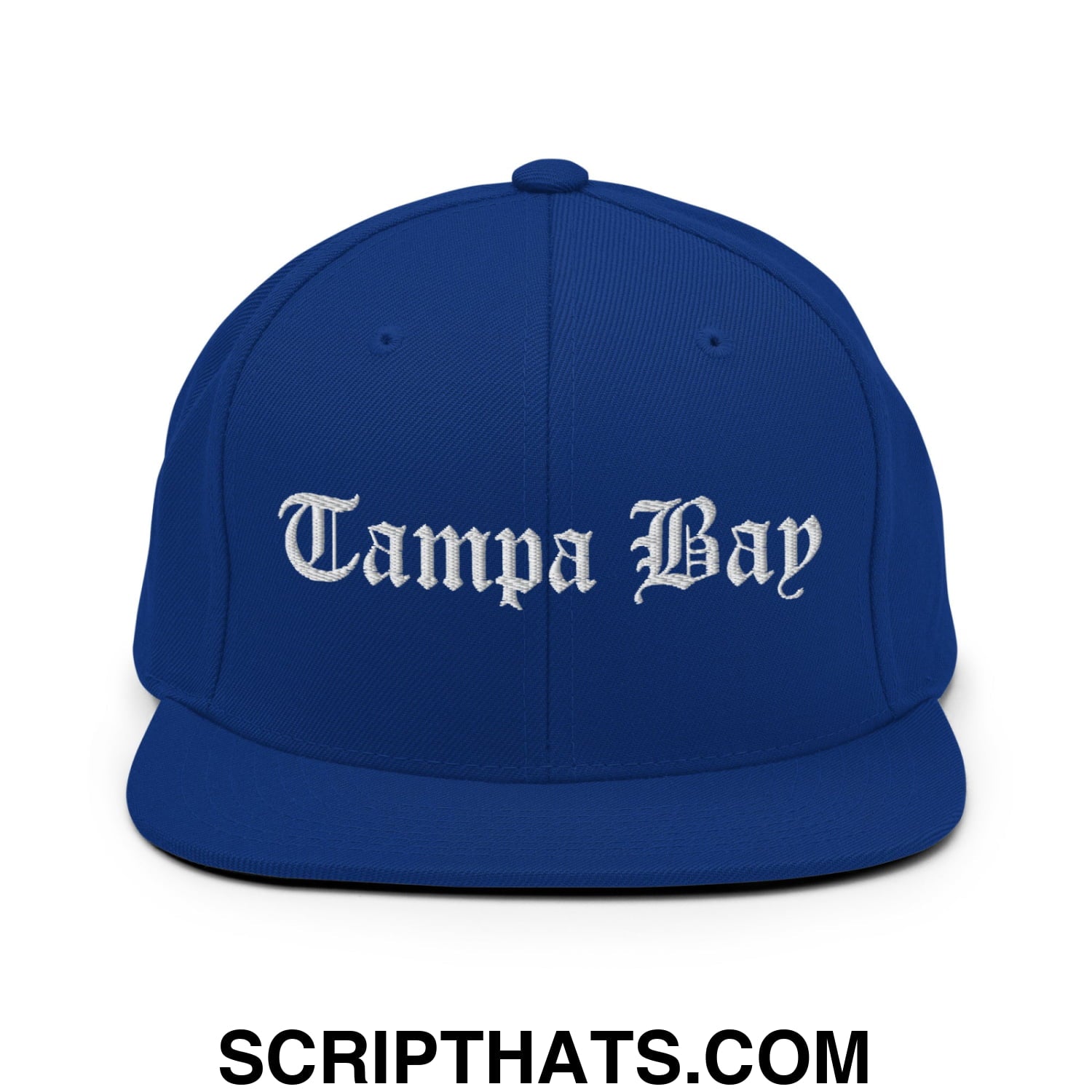 Tampa Bay Old English Embroidered Flat Bill Brim Snapback Hat Royal Blue