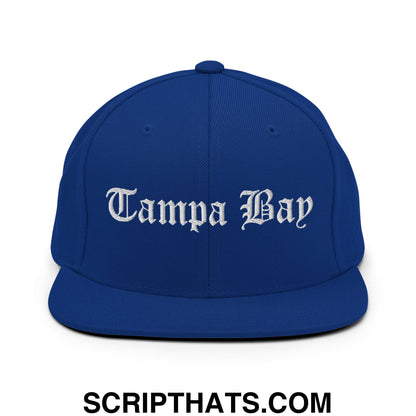 Tampa Bay Old English Embroidered Flat Bill Brim Snapback Hat Royal Blue