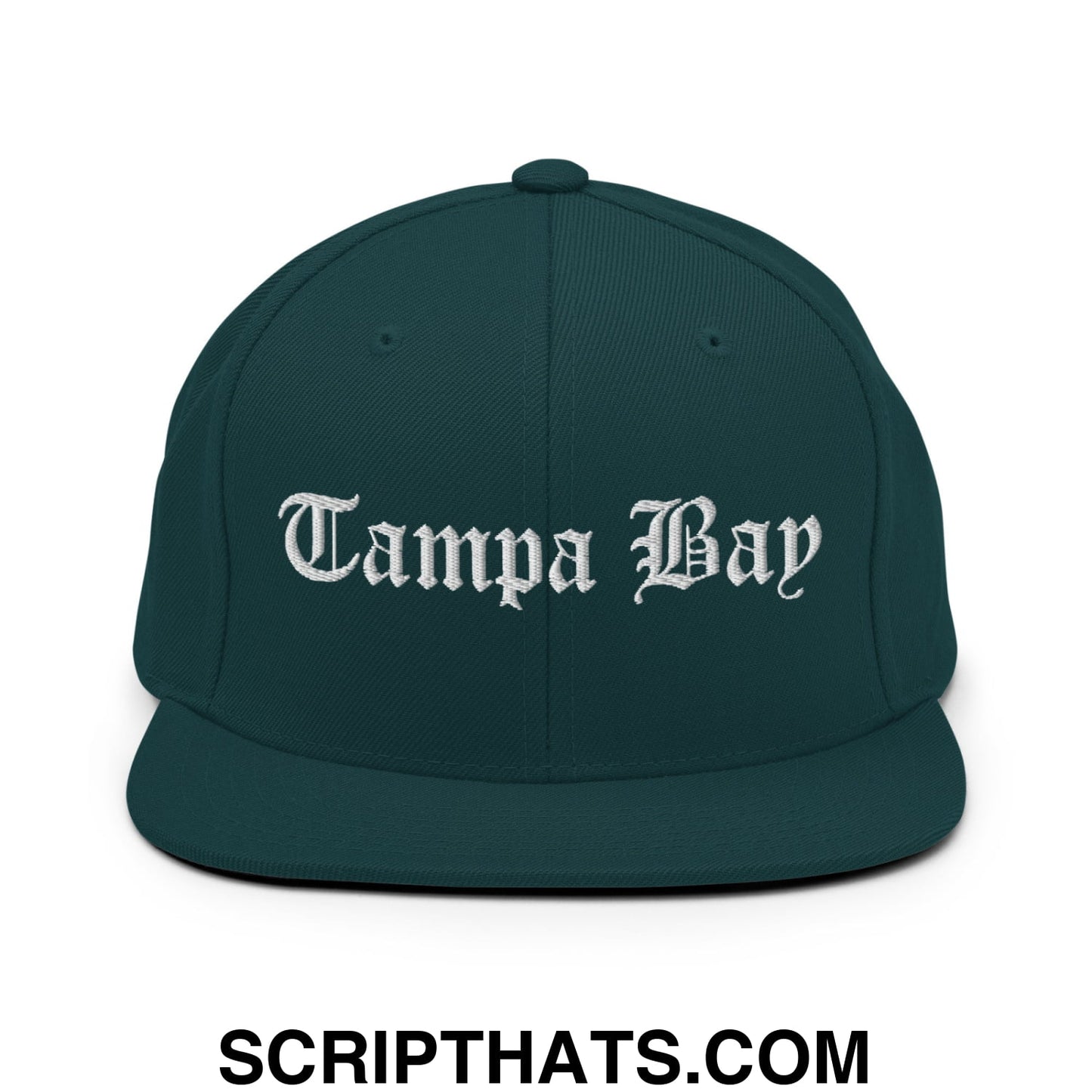 Tampa Bay Old English Embroidered Flat Bill Brim Snapback Hat Spruce