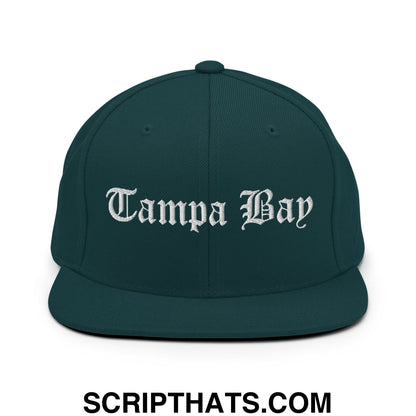 Tampa Bay Old English Embroidered Flat Bill Brim Snapback Hat Spruce