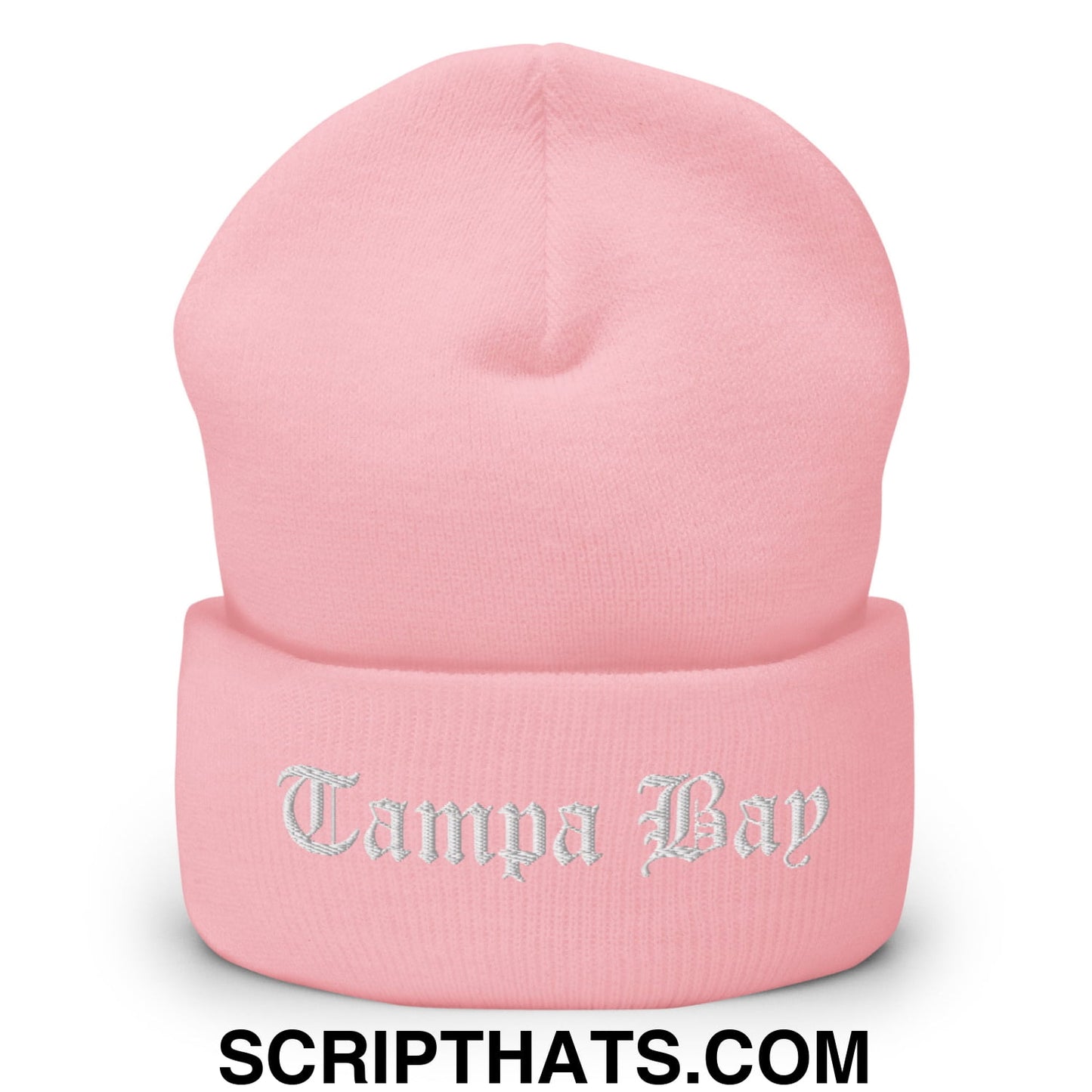 Tampa Bay Old English Embroidered Knit Cuffed Beanie Baby Pink