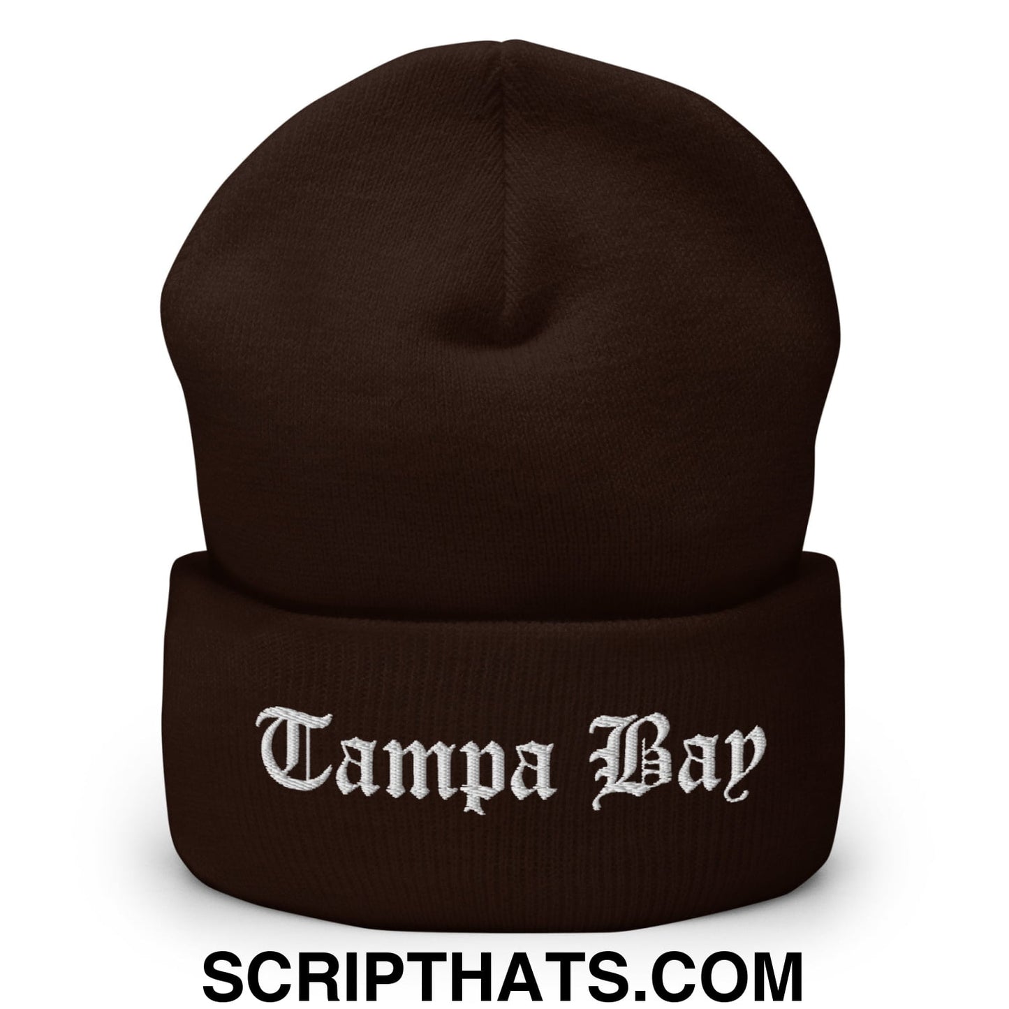 Tampa Bay Old English Embroidered Knit Cuffed Beanie Brown