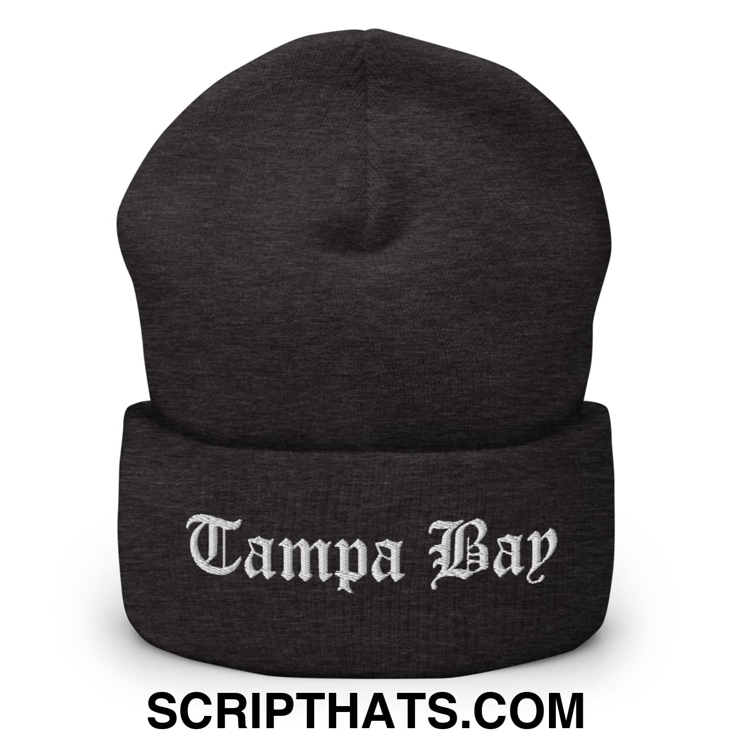 Tampa Bay Old English Embroidered Knit Cuffed Beanie Dark Grey