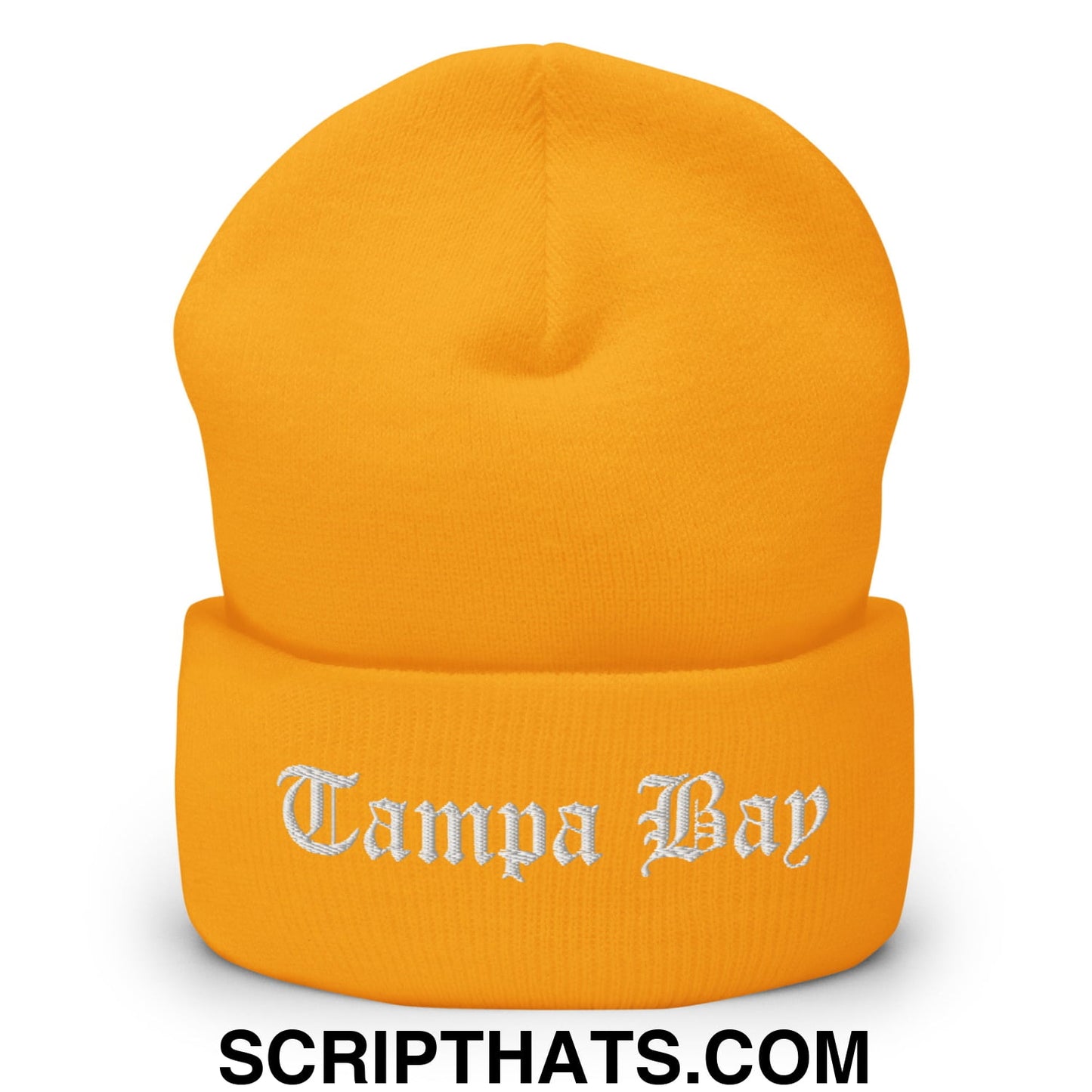 Tampa Bay Old English Embroidered Knit Cuffed Beanie Gold
