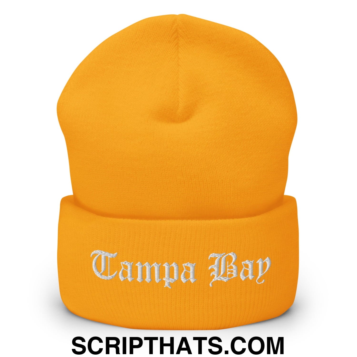 Tampa Bay Old English Embroidered Knit Cuffed Beanie Gold