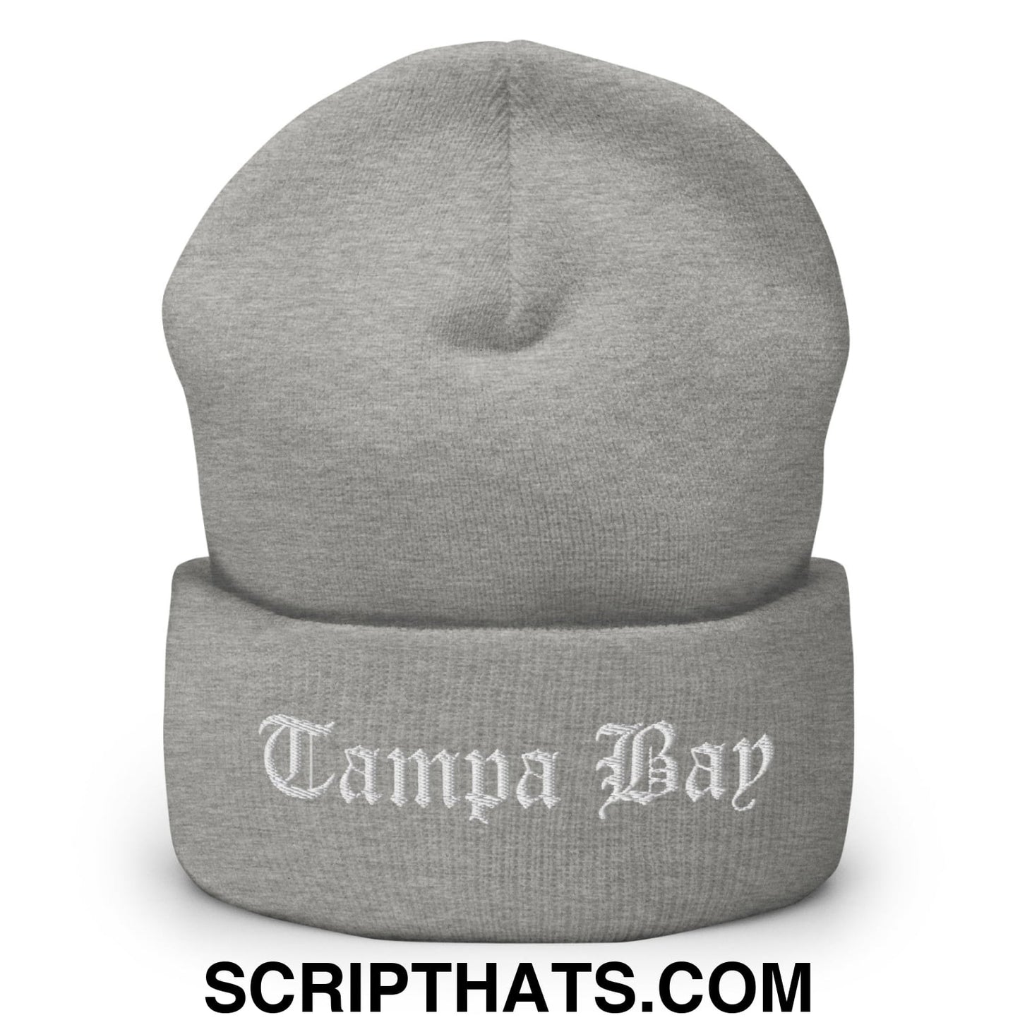Tampa Bay Old English Embroidered Knit Cuffed Beanie Heather Grey
