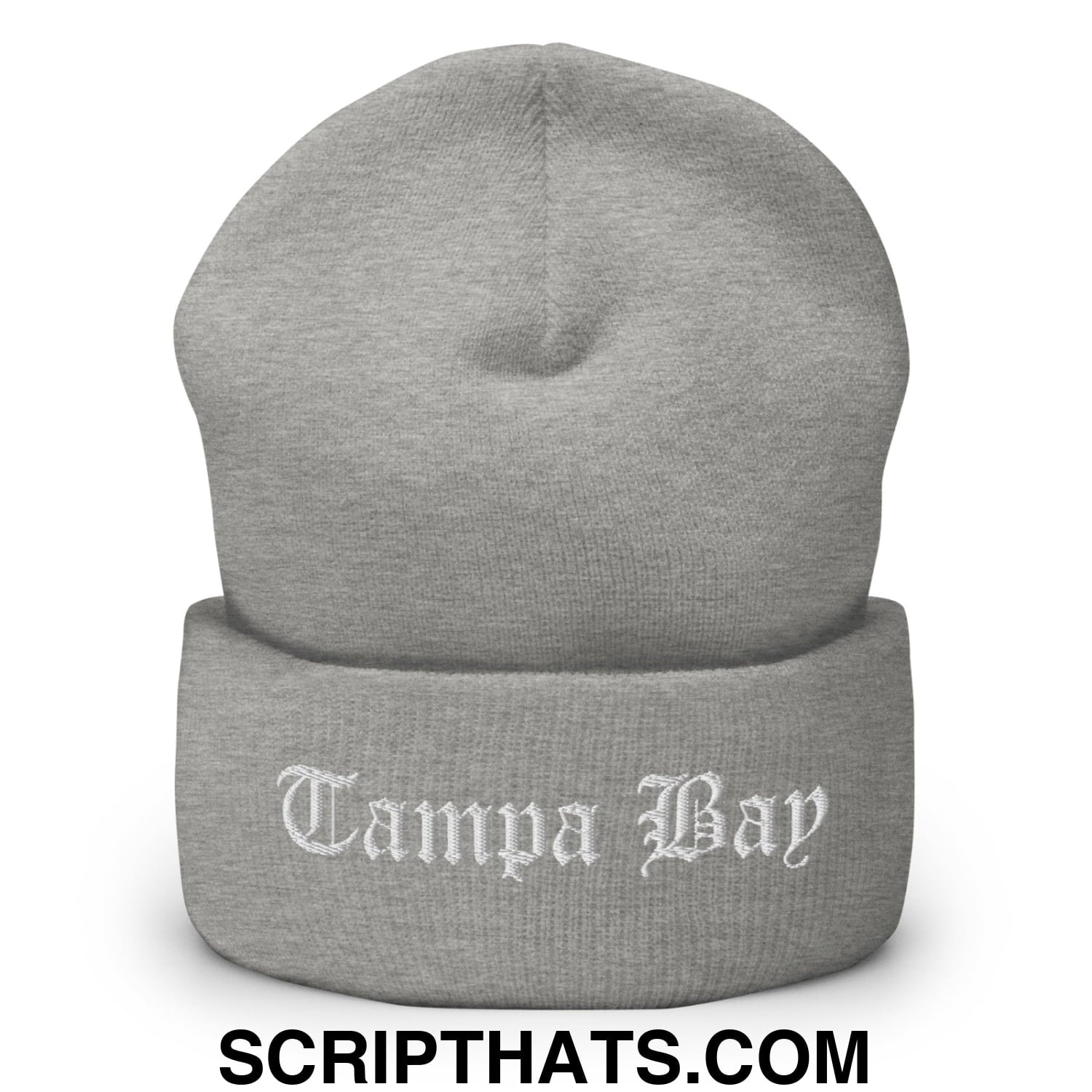 Tampa Bay Old English Embroidered Knit Cuffed Beanie Heather Grey